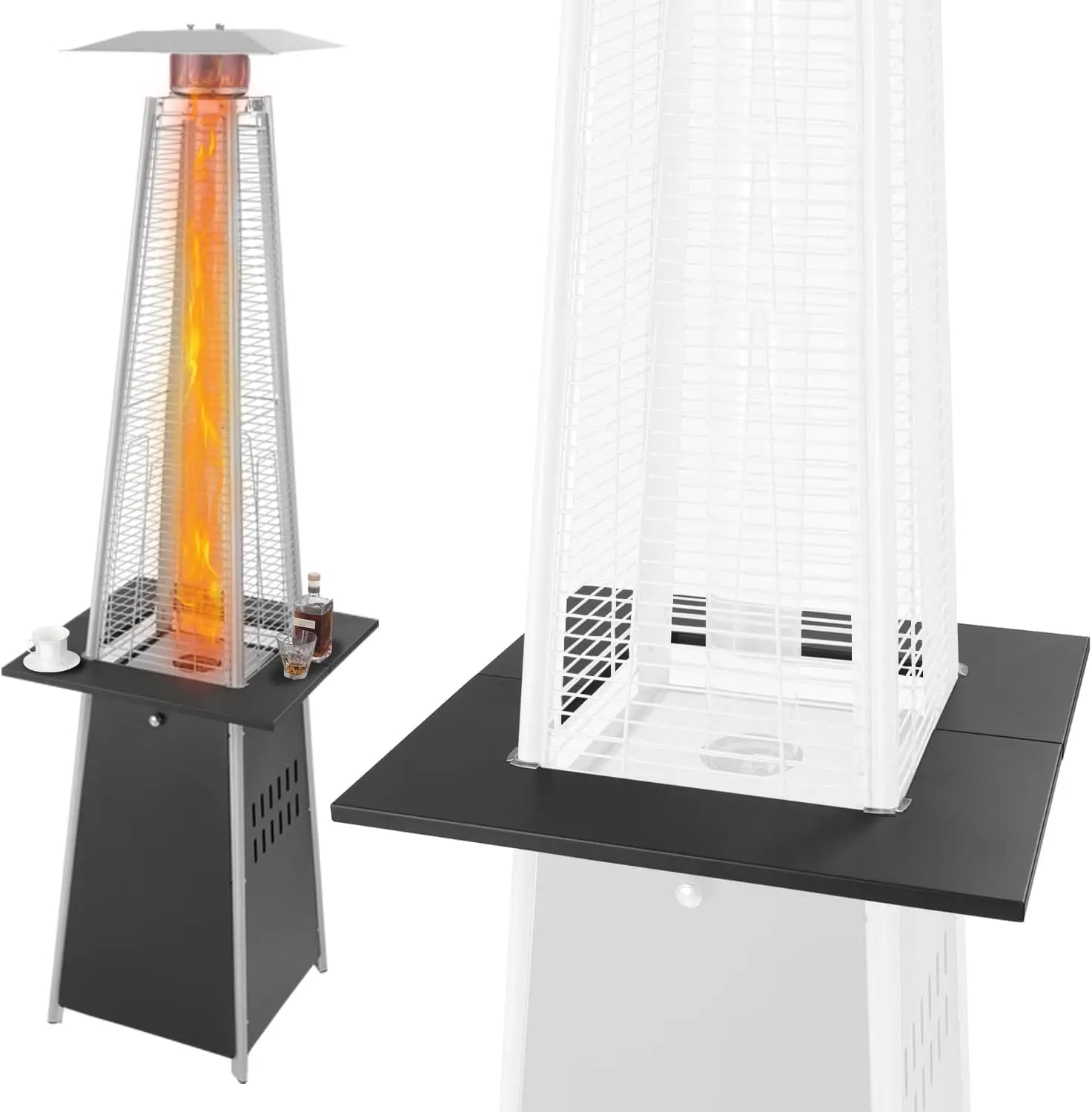 Pyramid Flame Patio Heater Accessory Table Black with metal mesh guard Fire Sense on Tampa Home & Garden Store