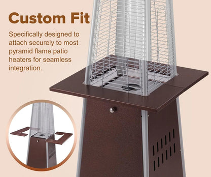Pyramid Flame Patio Heater Accessory Table bronze metal frame that securely attaches to pyramid heaters on Tampa Home & Garden Store