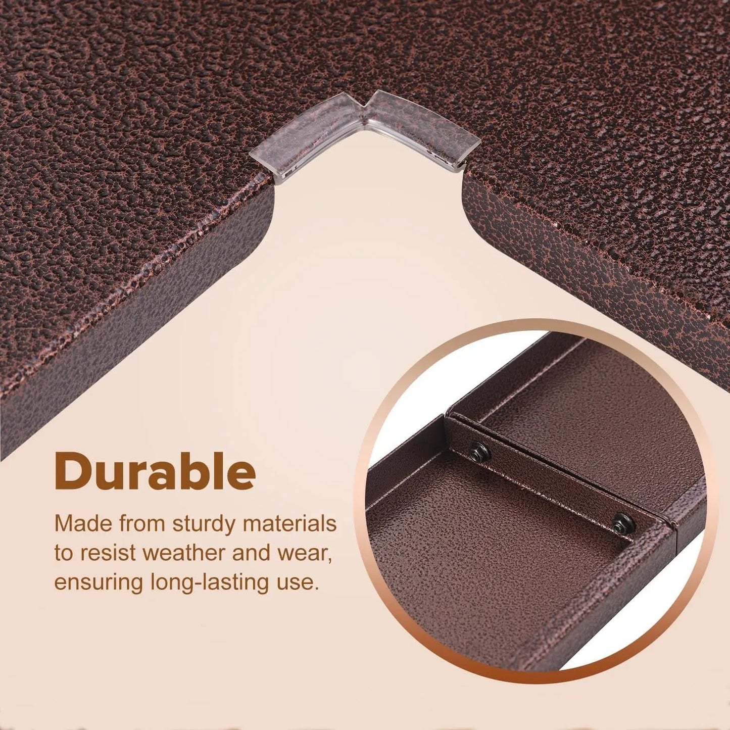 Bronze Pyramid Flame Patio Heater Accessory Table with brown metal surface and clear corner clip on Tampa Home & Garden Store
