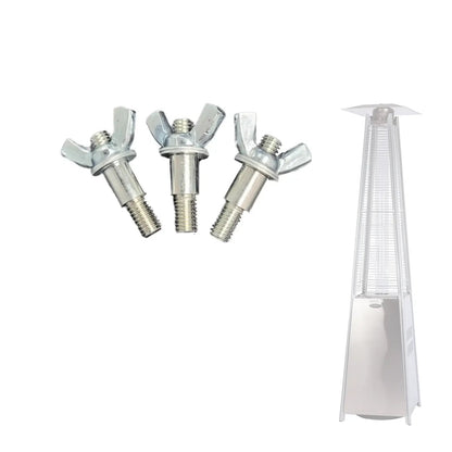 Pyramid Heater Barrel Bolts Set: three zinc-plated wing bolts with threaded shanks on Tampa Home & Garden Store