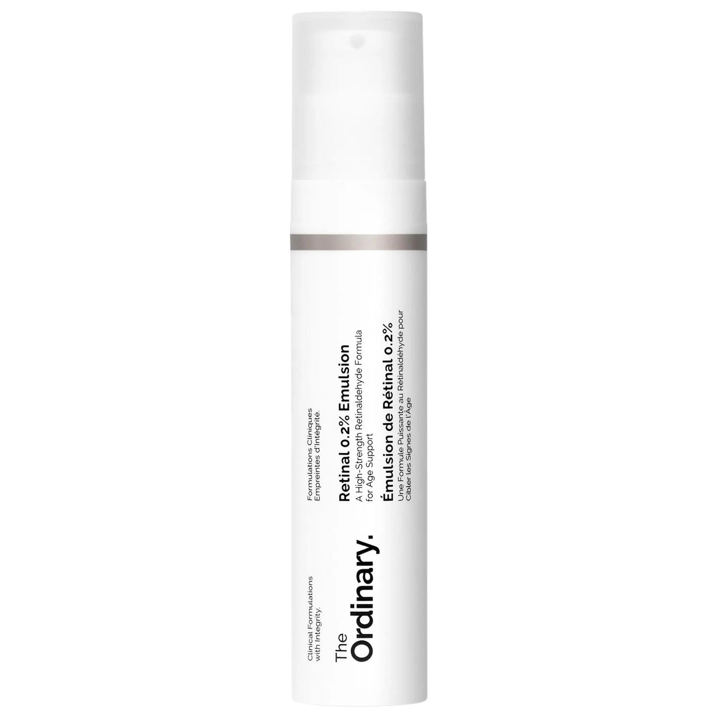 Retinal 0.2% Emulsion Serum bottle with white pump top, minimalist label on Tampa Home & Garden Store
