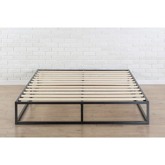 Queen size Modern 10-inch Low Profile Metal Platform Bed Frame with Wood Slats - Tampa Home & Garden Store