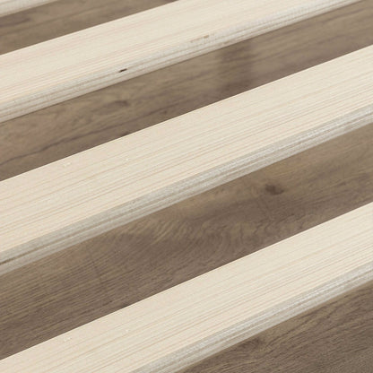 Estructura de cama moderna tamaño Queen con perfil bajo de metal de 10 pulgadas con listones de madera