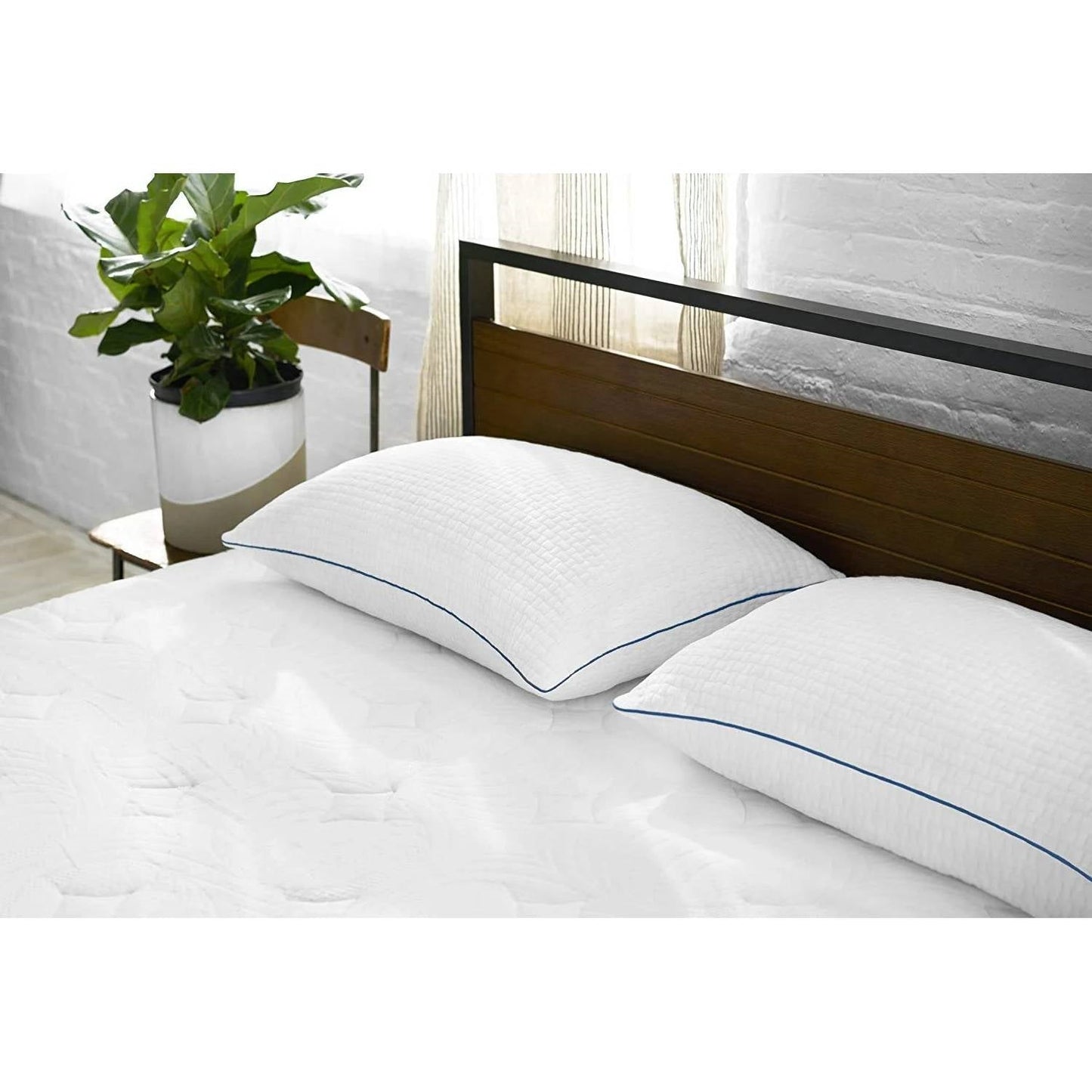 Juego de 2 almohadas de espuma viscoelástica tamaño queen con funda extraíble lavable a máquina