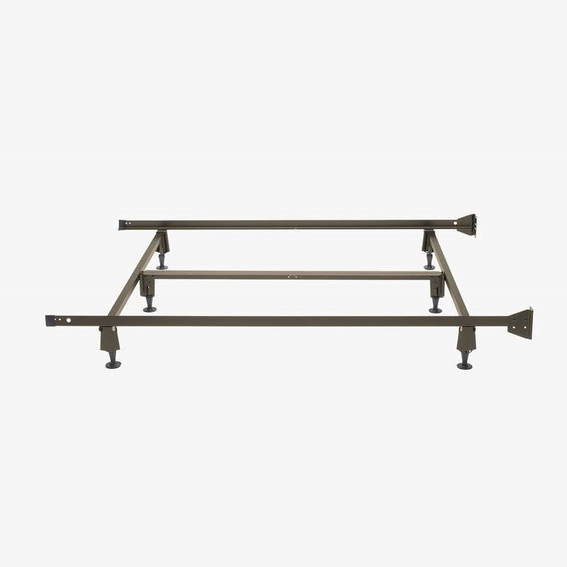 Base de cama Queen de metal y acero con soportes para cabecero atornillables