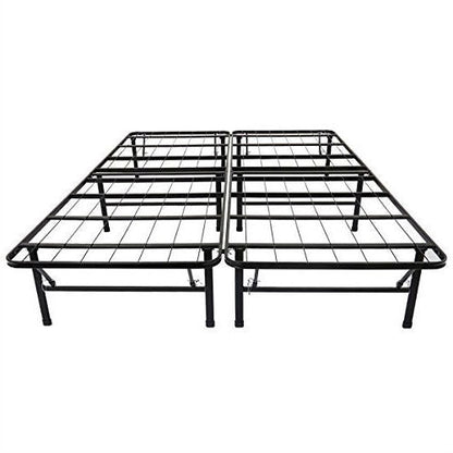 Estructura de cama Queen de metal negro con plataforma