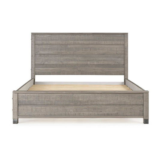Queen Solid Wooden Platform Bed Frame with Headboard in Grey Wood Finish - Tampa Home & Garden Store