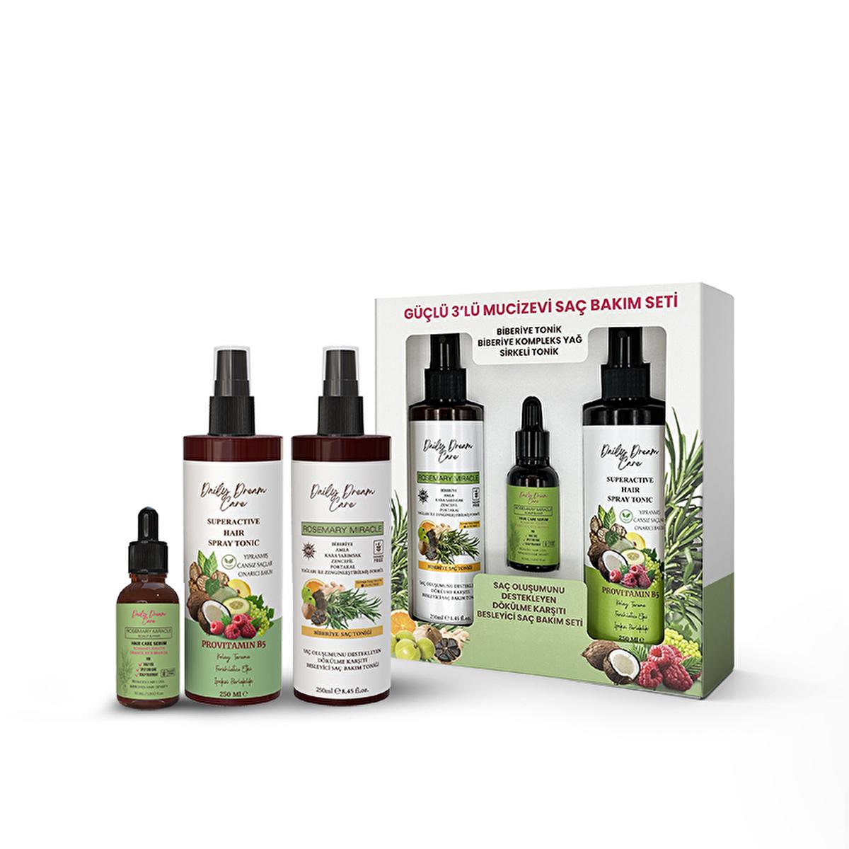 Beauty Care Bag True Bee Rosemary Hair Care Set, 3-piece hair oil kit with tonic, serum, oil on Tampa Home & Garden Store