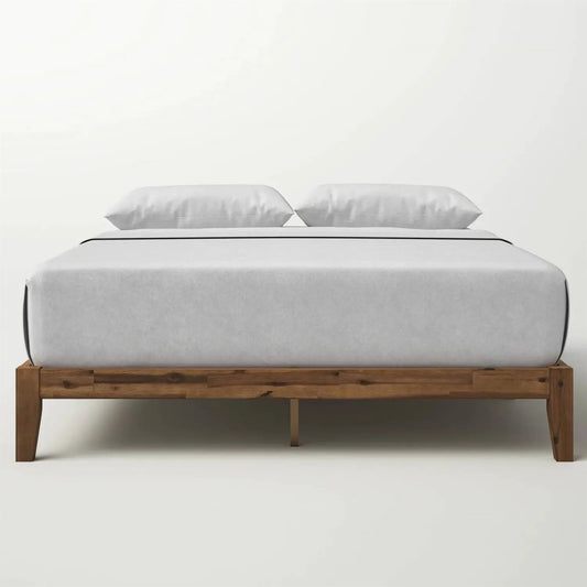 Queen platform bed frame solid wood with slat kit, natural finish on Tampa Home & Garden Store