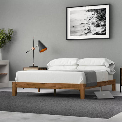 Base de cama de plataforma de madera maciza Queen Simple Modern - Capacidad de peso de 317 kg