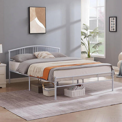 Base de cama Queen Size de metal blanco con cabecero arqueado