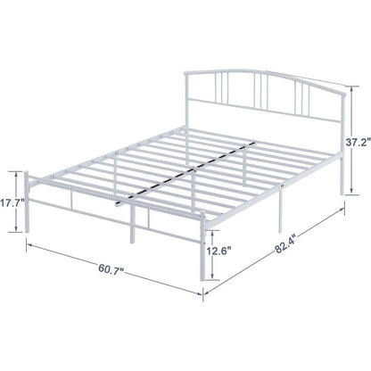 Base de cama Queen Size de metal blanco con cabecero arqueado