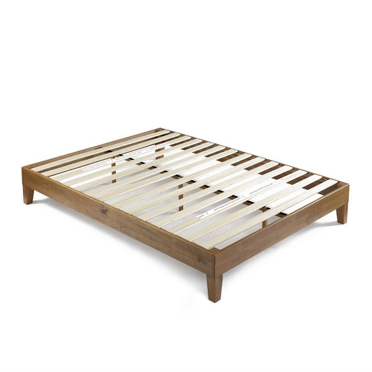 Queen size Solid Wood Modern Platform Bed Frame in Rustic Pine Finish - Tampa Home & Garden Store