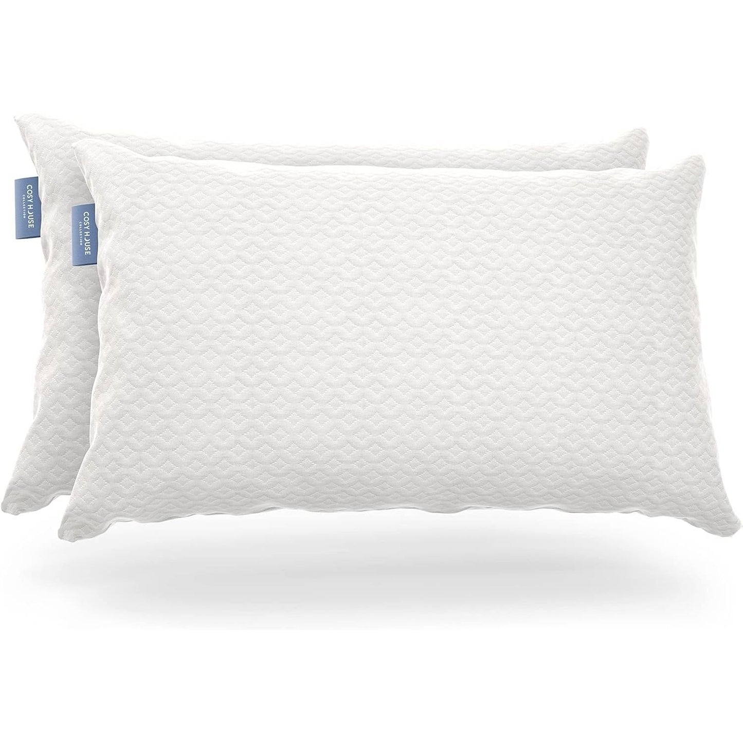 Juego de 2 almohadas Queen de espuma viscoelástica triturada con funda transpirable de bambú de lujo