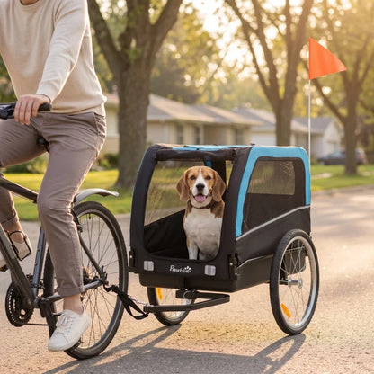 PawHut dog bike trailer; black pet cart with teal trim 20-in tires on Tampa Home & Garden Store
