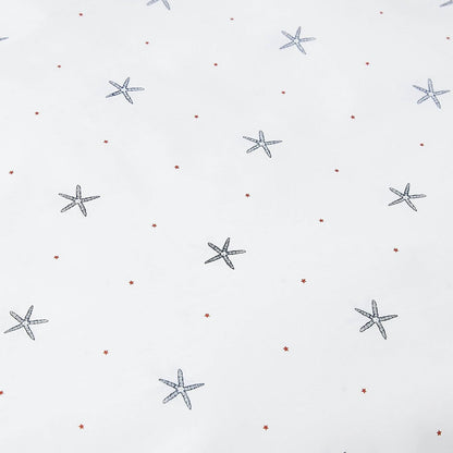 Juego de sábanas Queen de algodón 100%, con diseño de estrella de mar, estilo costero, en blanco, azul marino y rojo