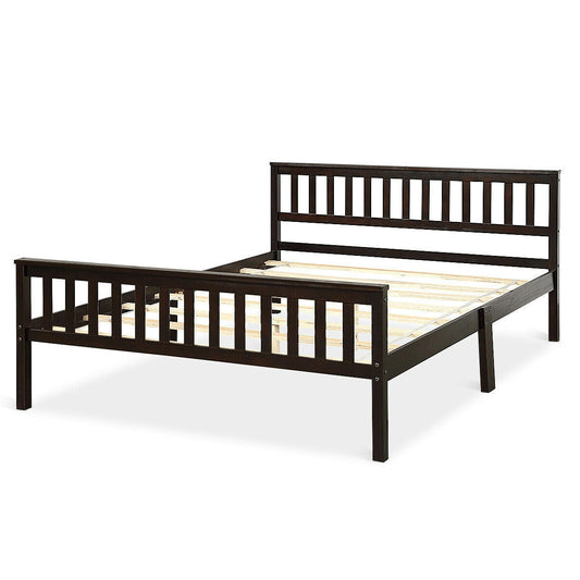 Queen Wood Platform Bed Frame with Headboard and Footboard in Espresso - Tampa Home & Garden Store