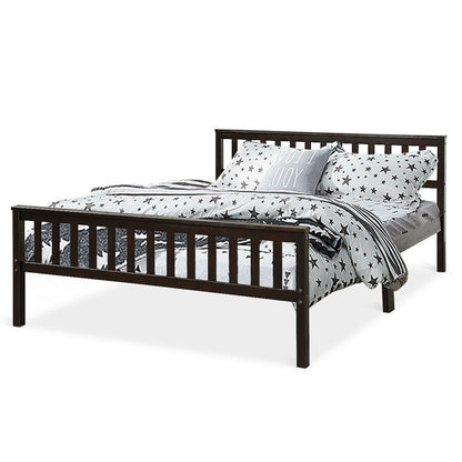 Base de cama Queen de madera con cabecero y pie de cama, color Espresso