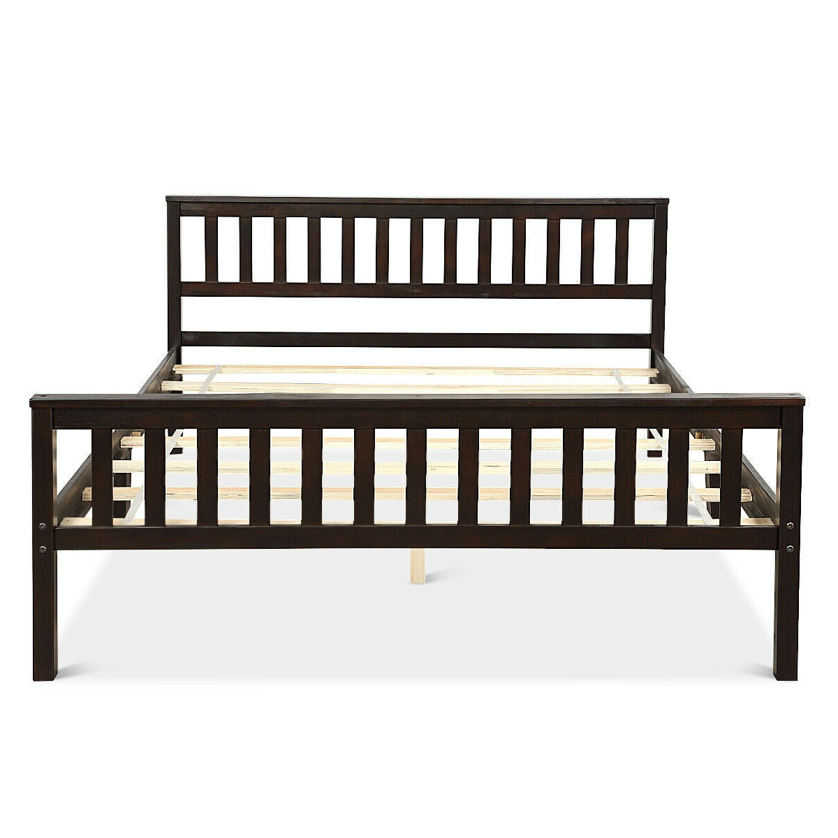 Base de cama Queen de madera con cabecero y pie de cama, color Espresso