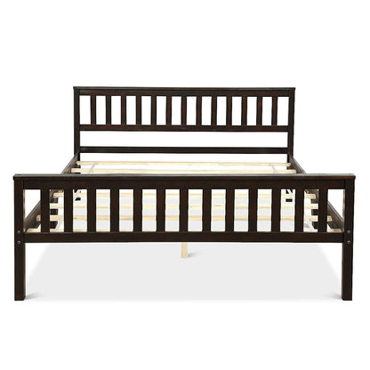 Base de cama Queen de madera con cabecero y pie de cama, color Espresso