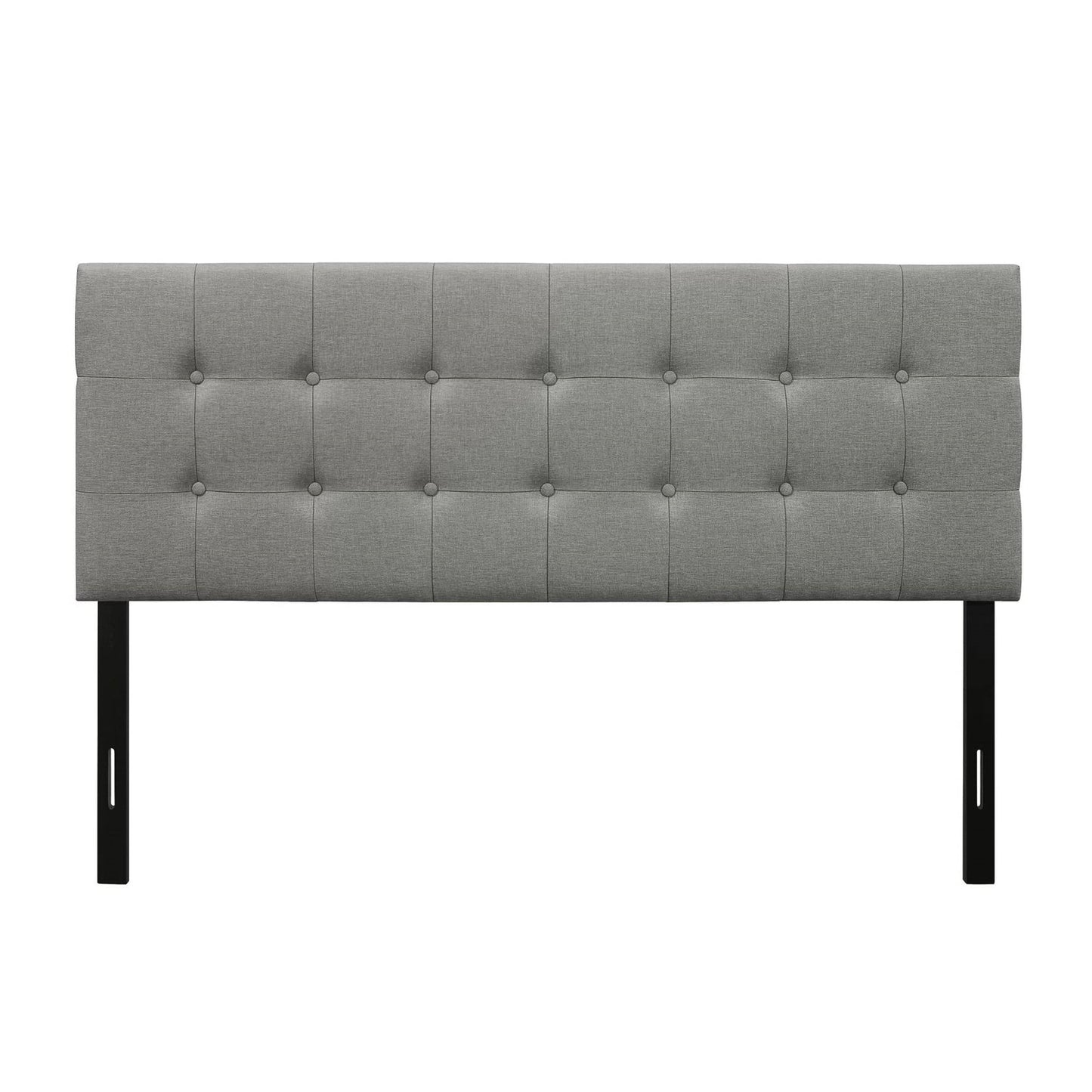 Cabecero de cama Queen moderno clásico con botones tapizado en tela gris