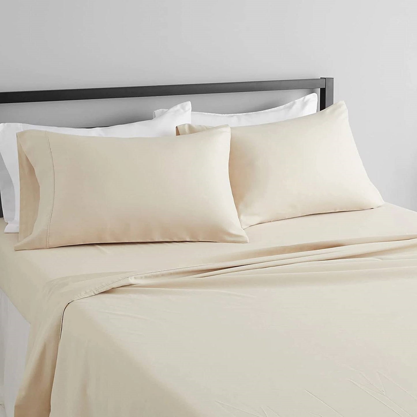 Juego de sábanas Queen Ivory 100 % algodón egipcio de 1000 hilos, 4 piezas