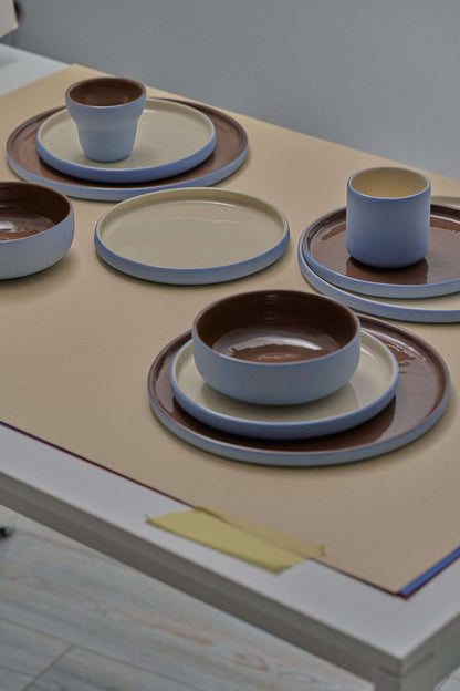 Handmade Porcelain Coffee Cup In Blue And Brown