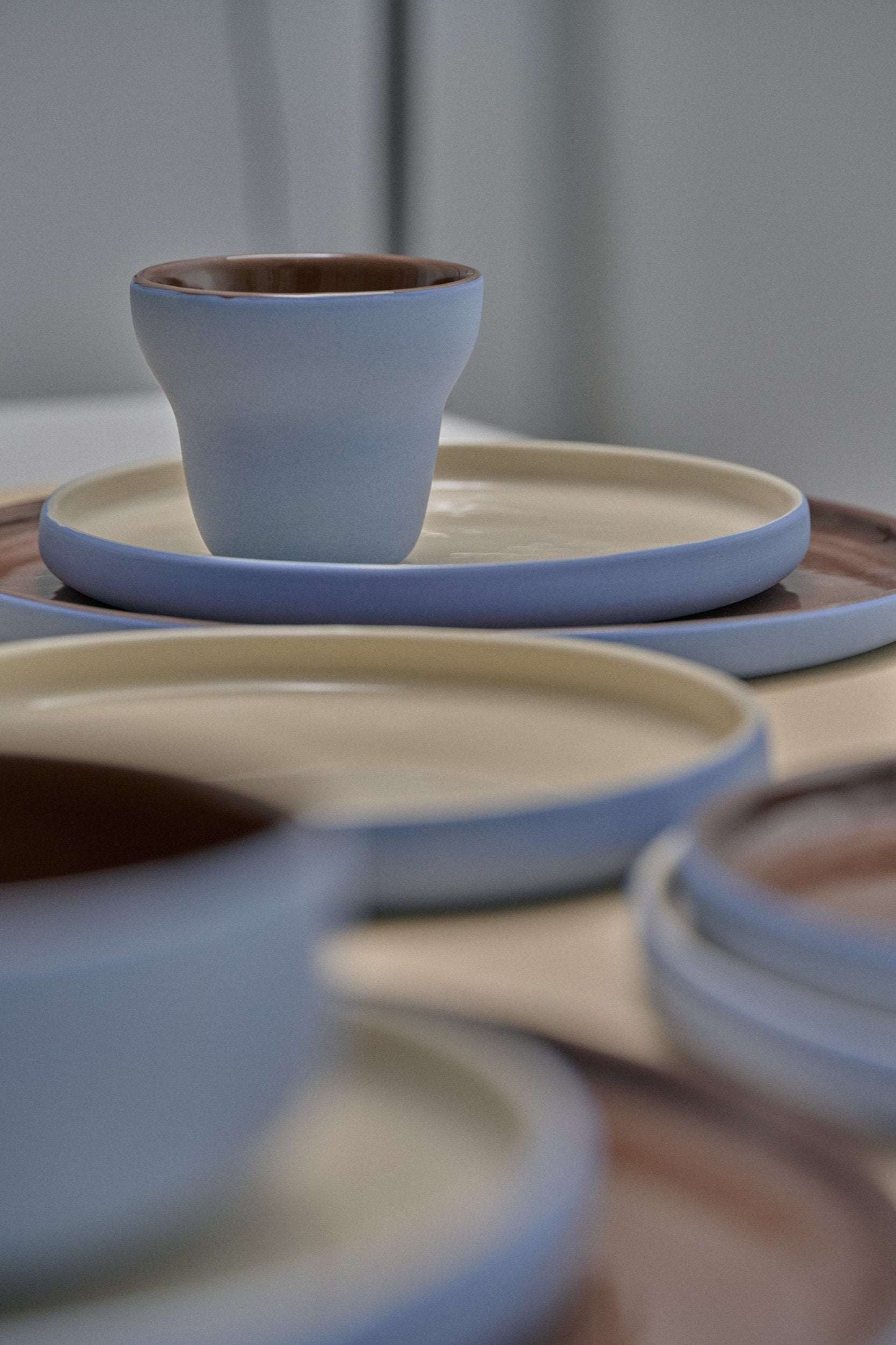 Handmade Porcelain Coffee Cup In Blue And Brown