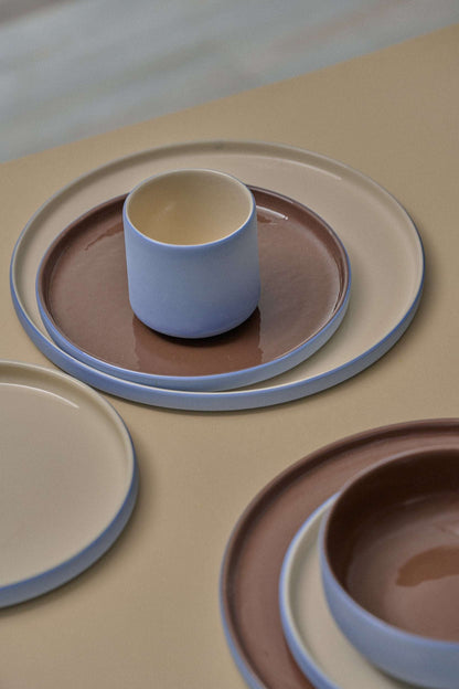 Handmade Porcelain Cup in Forget Me Not and Brown