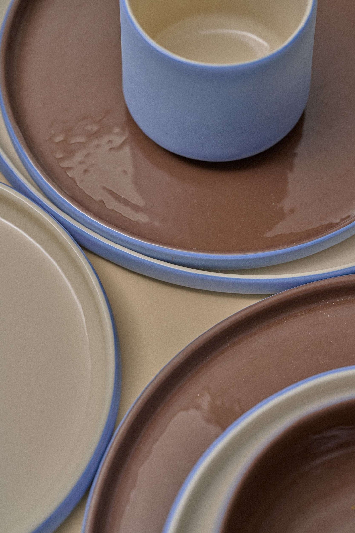 Handmade Blue Plates and Forget Me Flower Design