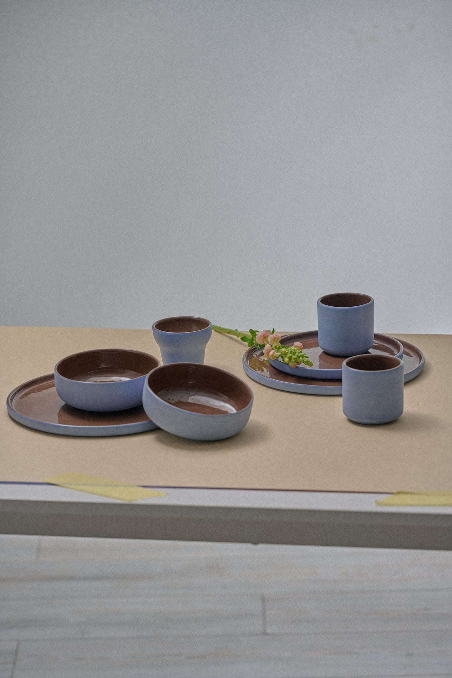 Handmade Porcelain Bowl and Forget Me Not Brown