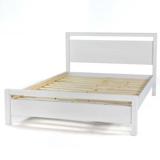Queen Size FarmHouse Traditional Rustic White Platform Bed - Tampa Home & Garden Store