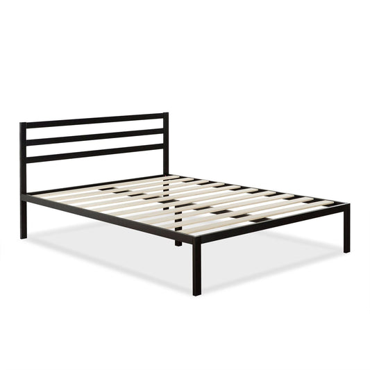 Queen Metal Platform Bed Frame with Headboard and Wood Slats - Tampa Home & Garden Store