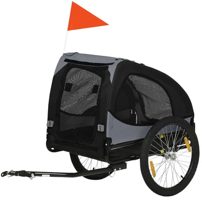 Dog Bike Trailer by Furr Baby Gifts for medium dogs, gray fabric with mesh sides on Tampa Home & Garden Store