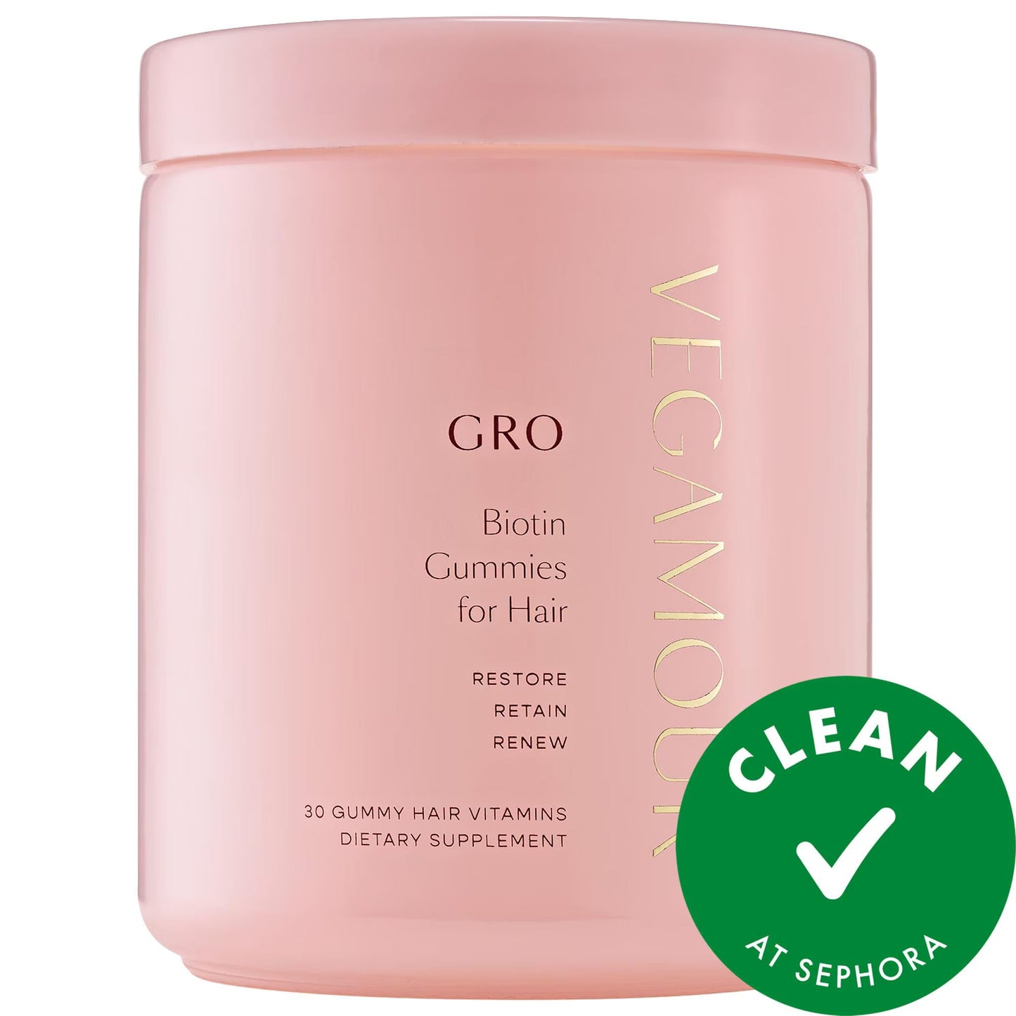 GRO Biotin Gummies pink plastic bottle by Beauty Care Bag vegan hair supplement, 30 gummies on Tampa Home & Garden Store