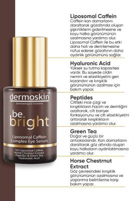 Eye serum Dermoskin Be Bright Liposomal Caffein Complex dark brown glass with gold cap on Tampa Home & Garden Store