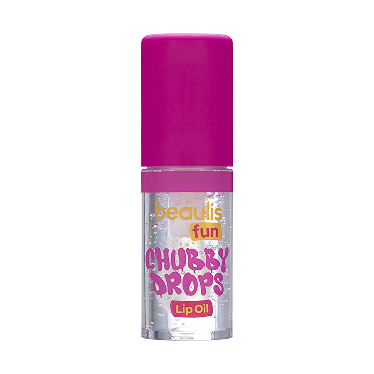 Beaulis Fun Chubby Drops Lip Oil lip gloss by Beauty Care Bag, clear bottle, pink cap on Tampa Home & Garden Store