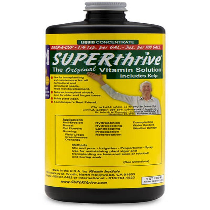 Superthrive liquid concentrate plant nutrients bottle Rivendell Distribution, black bottle on Tampa Home & Garden Store