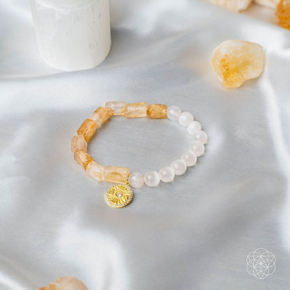 Quartet of Luck - Citrine & Selenite Bracelet of Serendipity - Tampa Home & Garden Store