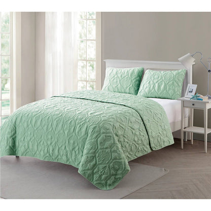 Queen Coastal Beach Starfish Seashell Seahorse Light Green Teal Quilt Set - Tampa Home & Garden Store