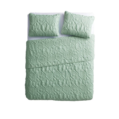 Queen Coastal Beach Starfish Seashell Seahorse Light Green Teal Quilt Set - Tampa Home & Garden Store