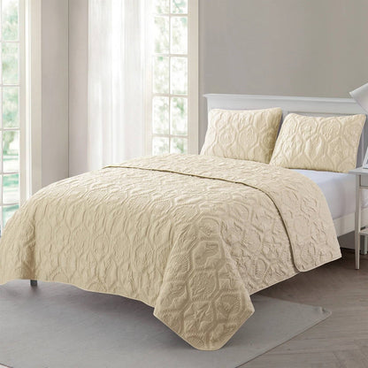 Queen Coastal Beach Starfish Seashells Seahorse Sand Tan 3-Piece Quilt Set - Tampa Home & Garden Store