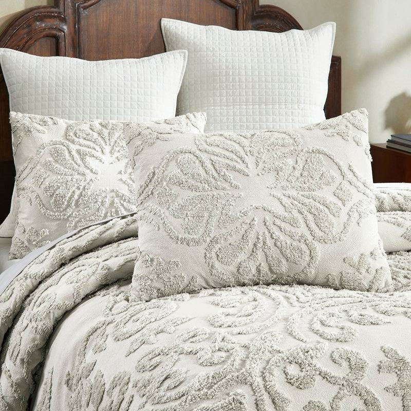 Queen Size 100-Percent Cotton Chenille 3-Piece Coverlet Bedspread Set in Ivory - Tampa Home & Garden Store