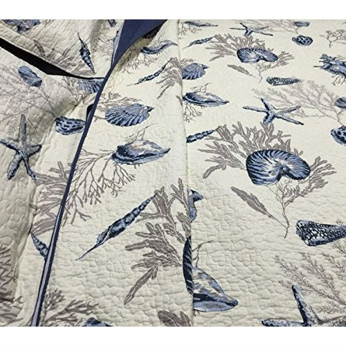 Queen size 100-Percent Cotton 3-Piece Bedspread Quilt Set Ocean Beach Sea Shells Marine Starfish - Tampa Home & Garden Store