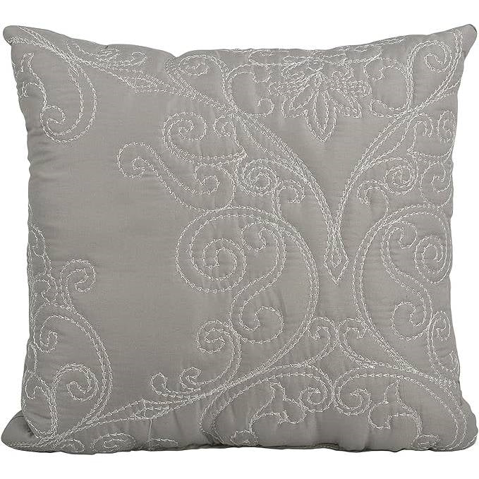 Queen size Ash Grey Damask Embroidered 4 Piece Oversized Bedspread Set - Tampa Home & Garden Store