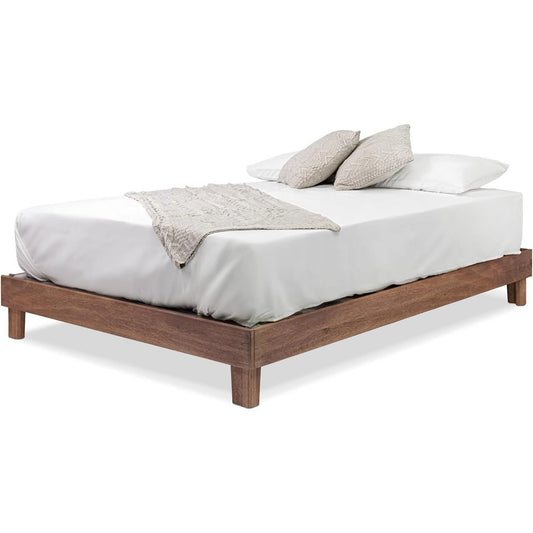 Queen size Solid Wood Heavy Duty Platform Bed Frame in Oak Finish - Made in USA - Tampa Home & Garden Store