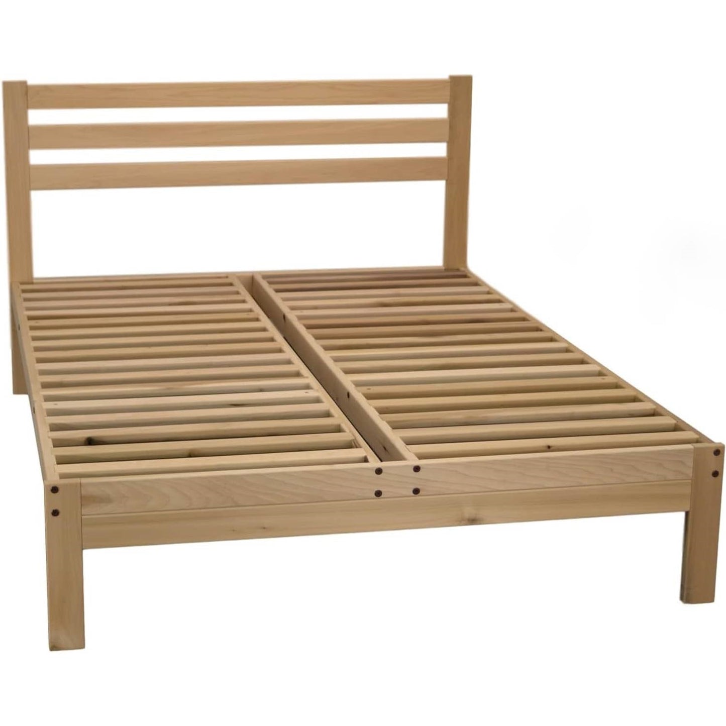 Queen size Solid Wood Platform Bed Frame with Slatted Headboard - Made in USA - Tampa Home & Garden Store
