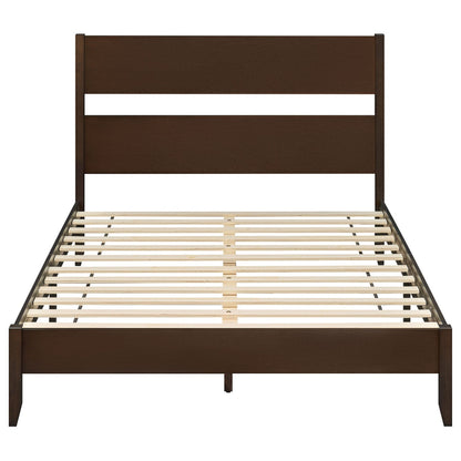 Queen Bed Frame with Headboard and Solid Wood Legs in dark brown with slatted foundation on Tampa Home & Garden Store