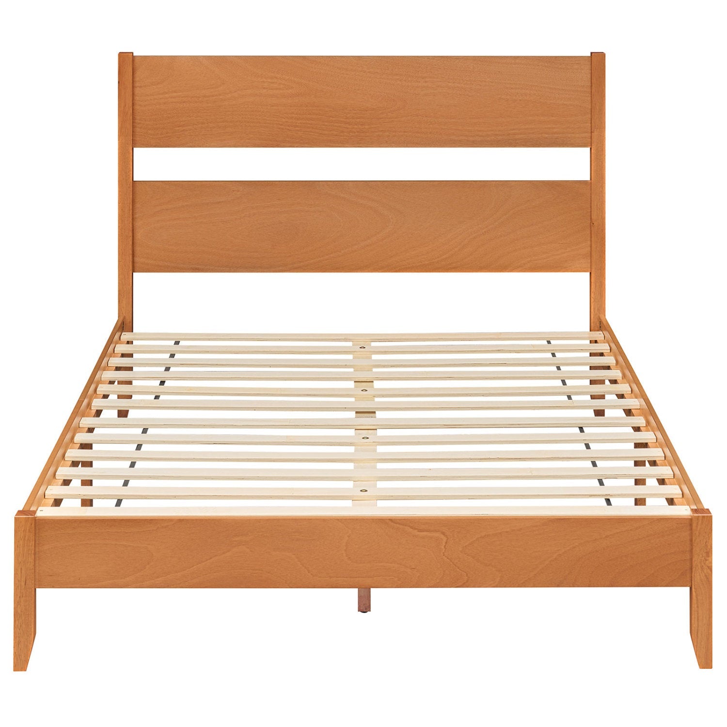 Queen bed frame with headboard and solid wood legs in warm oak by DirectDeals on Tampa Home & Garden Store