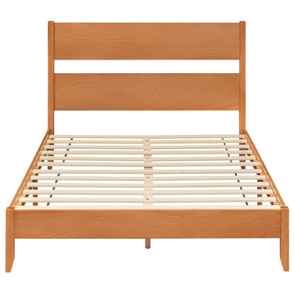 Queen bed frame with headboard and solid wood legs in warm oak by DirectDeals on Tampa Home & Garden Store